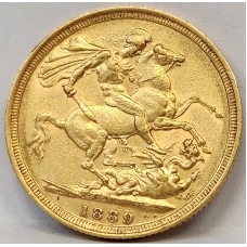 AUSTRALIA 1889 . ONE 1 SOVEREIGN . SYDNEY . GOLD